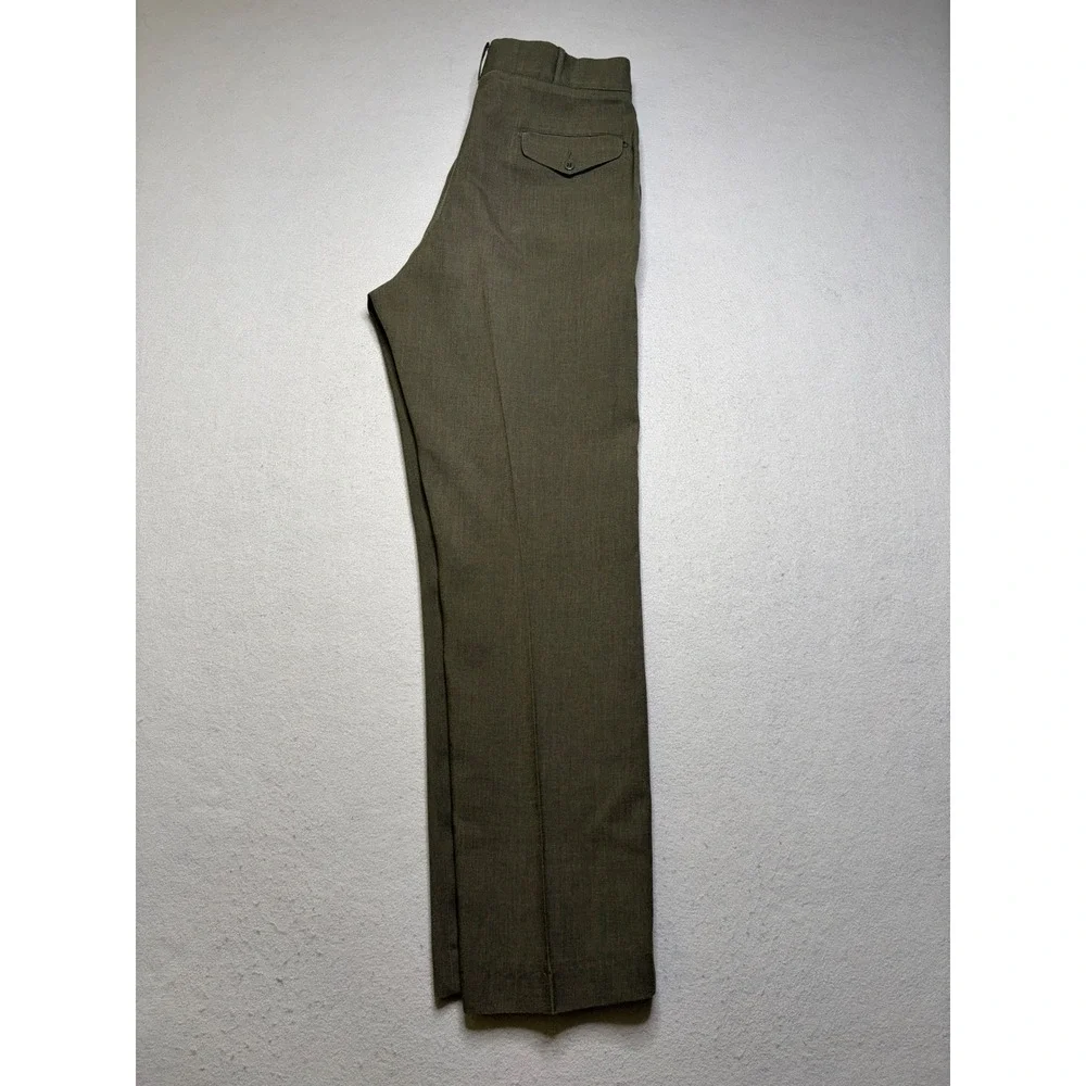 Vintage Military Trousers Mens 32X32‎ Olive Green 70s Durable Press Workwear